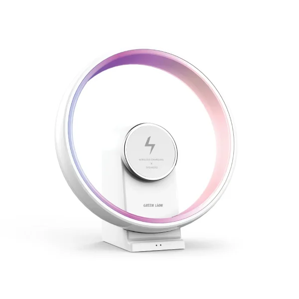 Green Lion Jupiter Bluetooth Speaker with Table Lamp – White