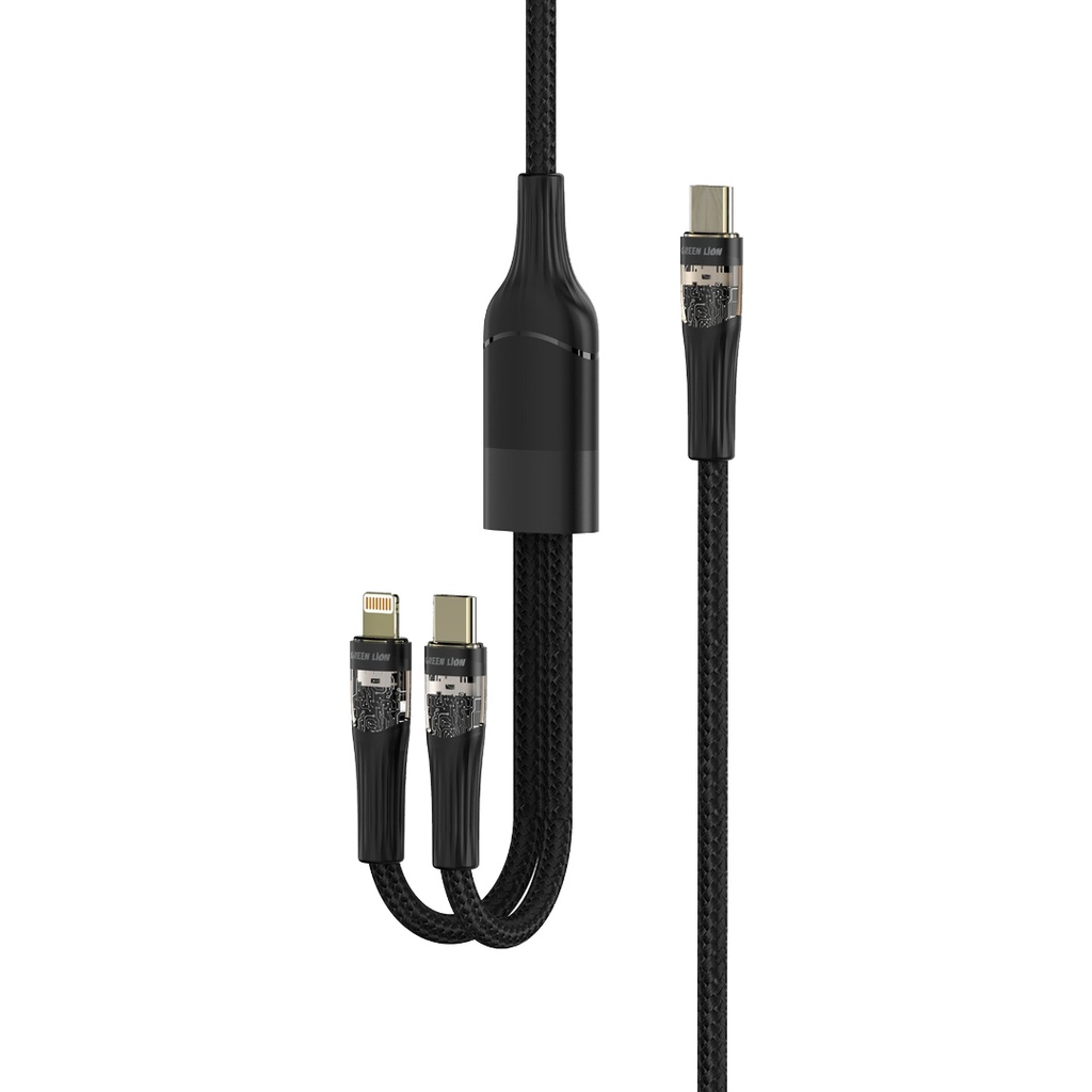 Green Lion 2 in1 Transparent Fast Charging Cable – Black