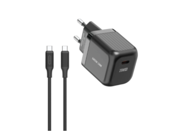 Green Lion Ultra Compact GaN Wall Charger EU Pin USB-C 20W (with C to C) – Black
