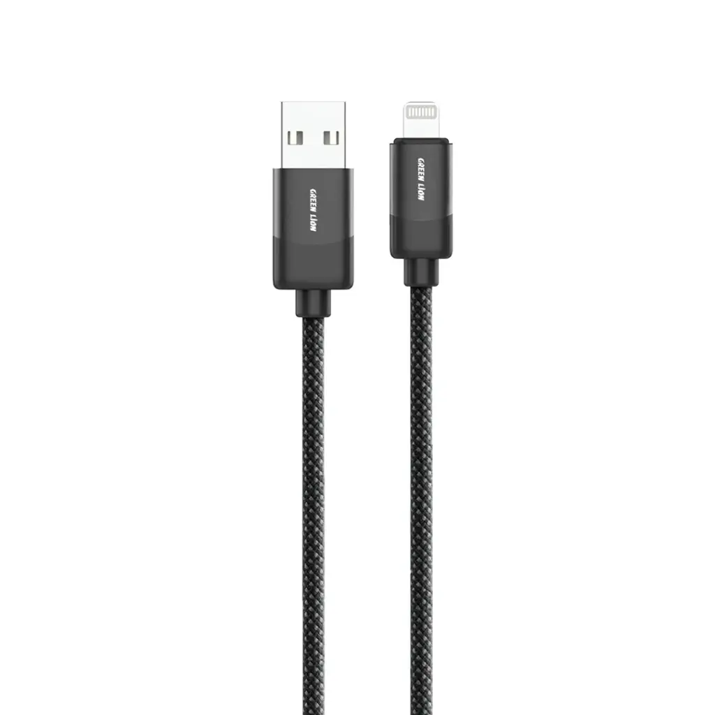 Green Lion USB-A to Lightning Braided Cable 1m 12W – Black