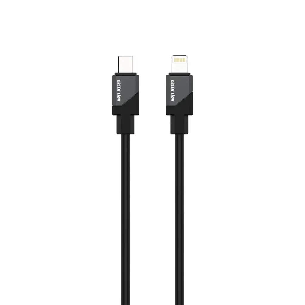 Green Lion USB-C to Lightning Silicone Cable – Black