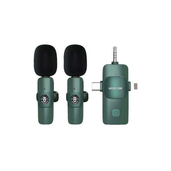 Green Lion 3 IN 1 Microphone Type-C / Lightning / Aux – Green