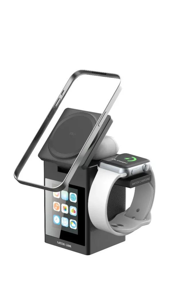 Green Lion Smart Station Pro LCD Display Wireless Charger with Speaker – Black