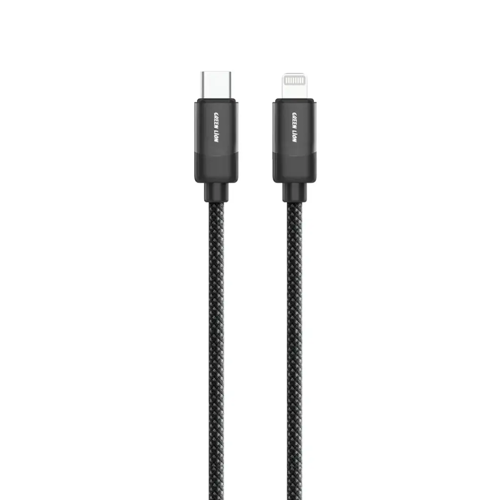 Green Lion USB-C to Lightning Braided Cable 1m 27W – Black