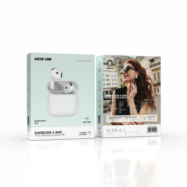 Green Lion Earbuds 4 ANC True Wireless Earbuds – White