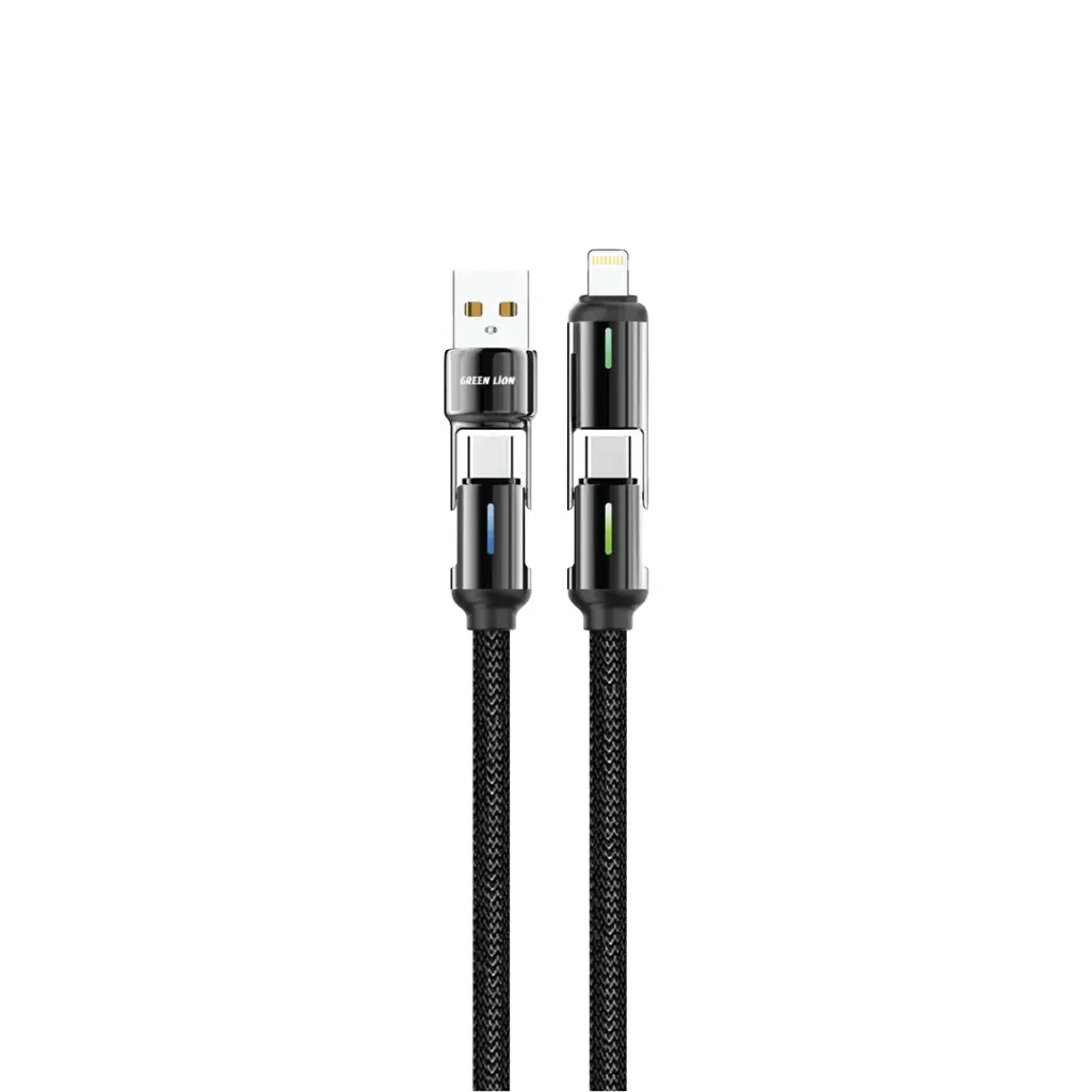 Green Lion 4 in 1 LED Braided Cable 60W – Black