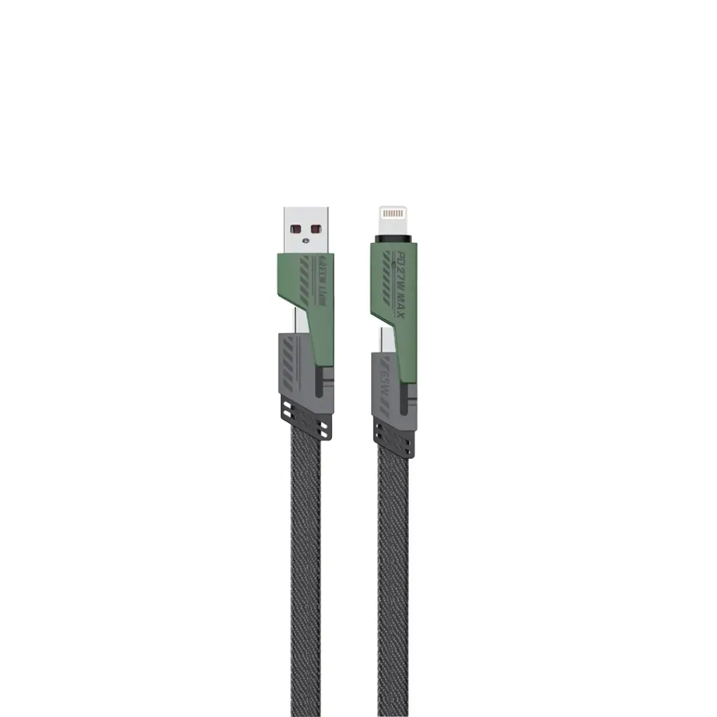 Green Lion 2 in 2 Braided Fast Charging Cable – Black