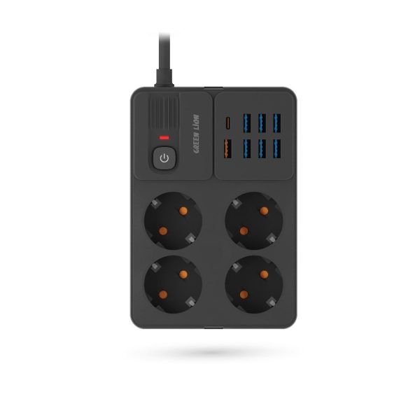 Green Lion UK Power Socket 7 USB-A Port & 1 PD Port – Black