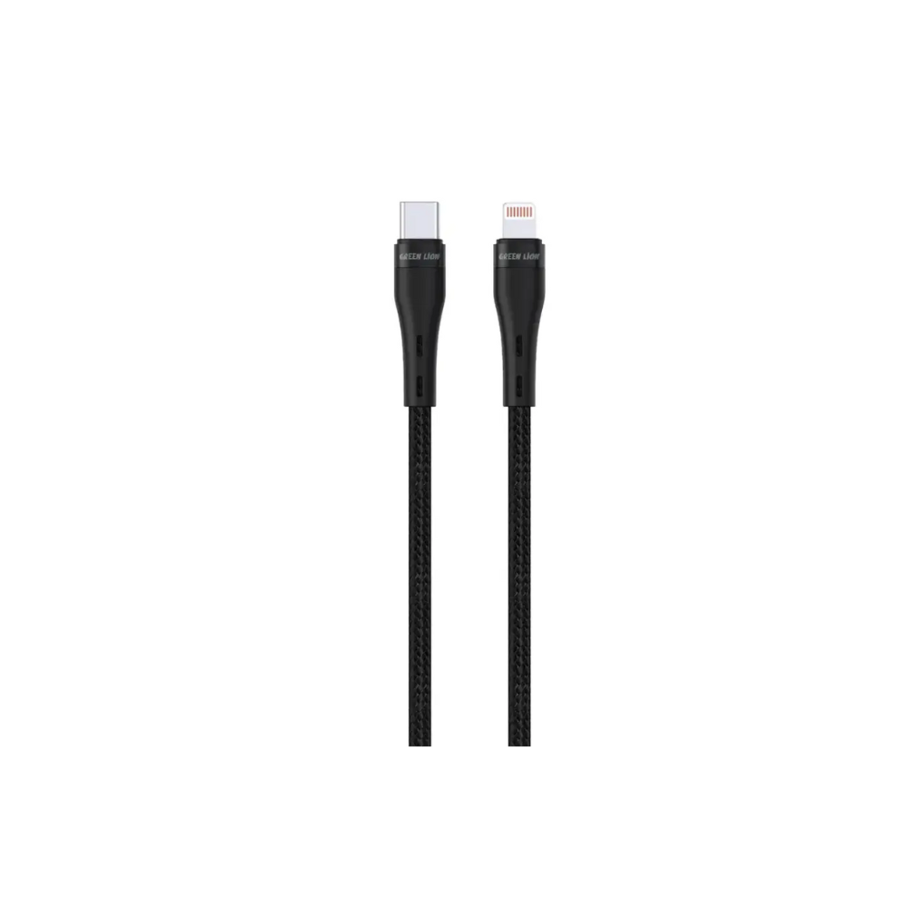Green Lion USB-C to Lightning Braided Cable 20w – Black